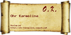 Ohr Karmelina névjegykártya